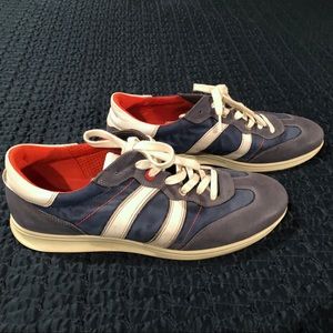 Ecco Jogga Textile Sneaker in Blue w/White Stripes